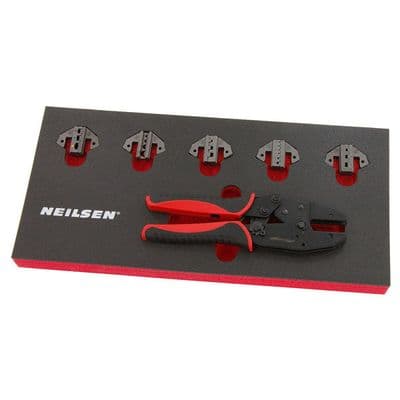 Crimping Pliers 8in Ratchet Set with 5 Jaws for Terminals