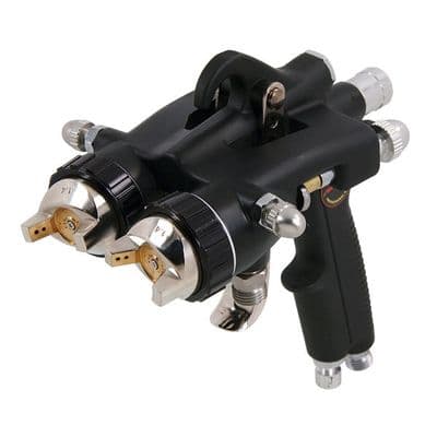 Cup Spray Gun 1.4mm Dual Head Air Paint Sprayer 40cm Pattern
