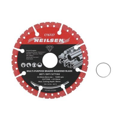 Diamond Blade 115mm Brazed Multi Material Wet & Dry 22.23mm Bore