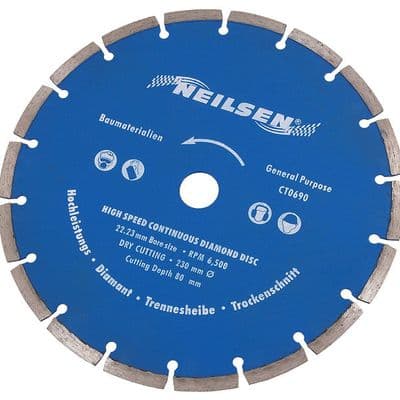 Diamond Blade 230mm Segmented Cutting Disc 22mm Bore