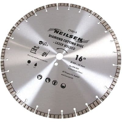 Diamond Blade Disc 400mm Laser Welded 25.4mm Bore