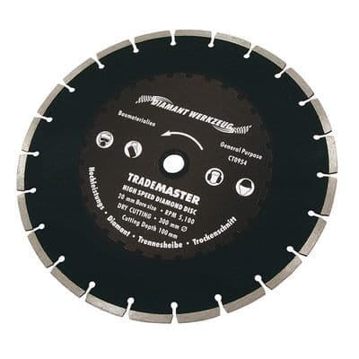 Diamond Cutting Disc 300mm Segmented 20mm Bore 5100rpm