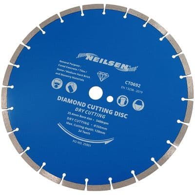 Diamond Cutting Disc 350mm Segmented Blade 25.4mm Bore