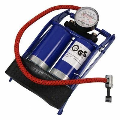 Double Barrel Cylinder Pump Air Inflator Foot Pump Car Van Bicylce Bike Tyre