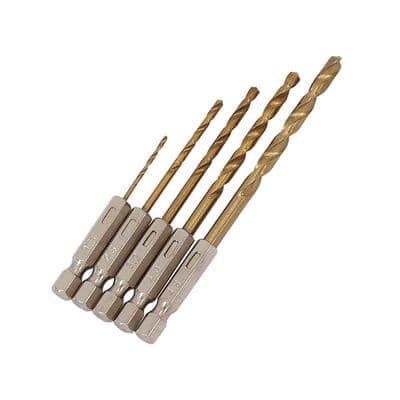 Drill Bit Set 1.5-4.8mm 5pc HSS Titanium 1/4in Hex Shank