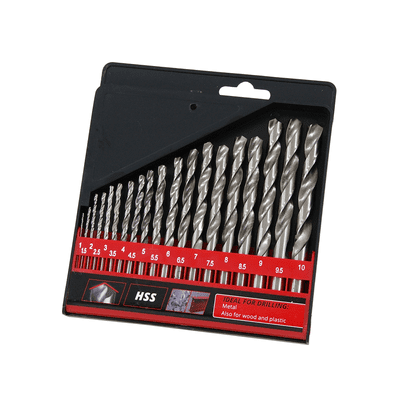Drill Bit Set 1mm-10mm 19pc Metric HSS Metal Wood Plastic