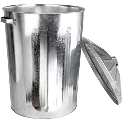 Dustbin 90L Galvanised Steel Rubbish Bin with Lid