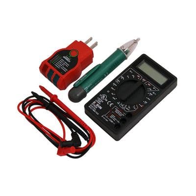 Electrical Tester Kit 3pc Digital Multimeter Socket Tester