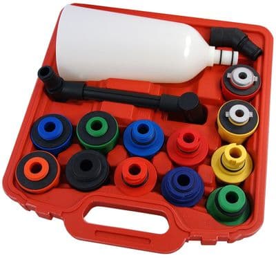 Engine Oil Funnel Filler & Cap Adaptor Set 15Pcs Colour Coded 2L
