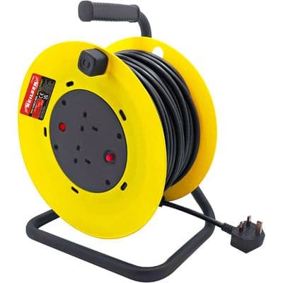 Extension Lead 50m 2 Socket Cable Reel 240V 13A UK Plug