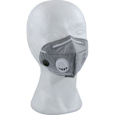 Face Mask One Size Disposable Grey with Valve and Ear Loops