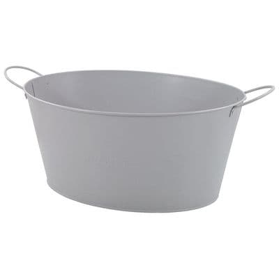 Flower Pot 5L Oval White Galvanized Steel Bucket Planter
