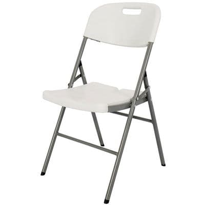 Folding Garden Chair White Plastic Steel Frame Outdoor