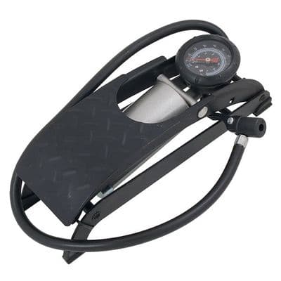 Foot Pump Single Barrel Tyre Inflator with Adaptors