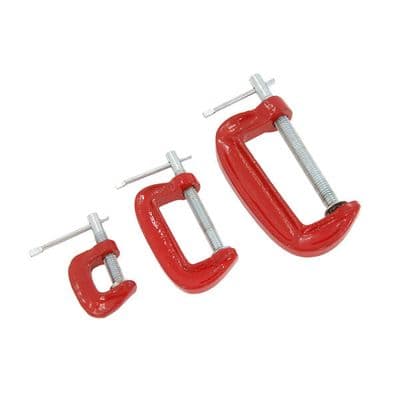 G Clamp Set 3pc Mini 25mm 50mm & 75mm Forged Steel