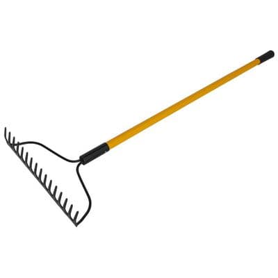 Garden Bow Rake 16 Tooth 1430mm Fibreglass Handle Rubber Grip