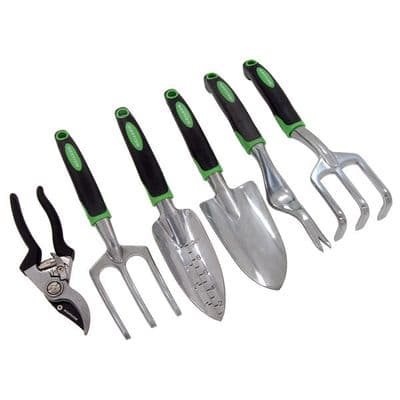 Garden Hand Tool Set 6pc Soft Grip Trowel & Secateurs
