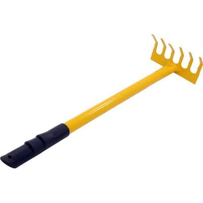 Hand Leaf Rake 500mm 6 Tooth Metal for Leaves and Borders