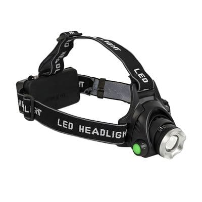 Head Torch 3W LED Rechargeable 220lm USB Focus Zoom 90° Tilt