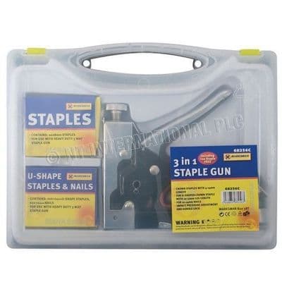 Heavy Duty 3 Way Staple Nail Gun Stapler Upholstery Wood With 600 Staples