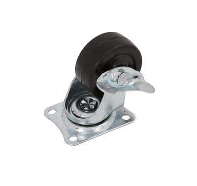 Heavy Duty 50mm X 17mm Rubber Swivel Castor Trolley Wheels With A Brake