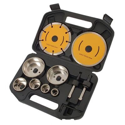 Hole Saw Set 22-73mm Diamond 11pc with 115mm Tile Blades