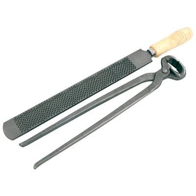 Hoof Nipper & Rasp Set Horse Cattle Farrier Double Sided