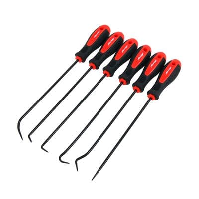 Hook & Pick Set 6pc Extra Long Reach Soft Grip Seal Removal
