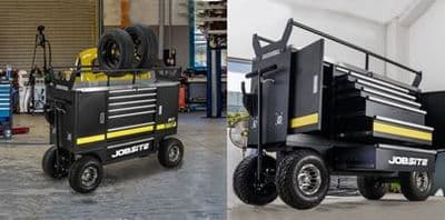 Job Site Mobile Pit Trolley Tool Chest With Tyre Rack And Braked Wheels