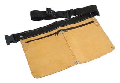Leather Nail Bag 2 Pocket Pouch Holder Workman Builder Screws Tool Carpenters