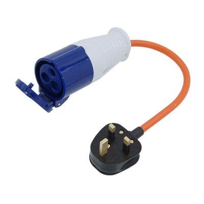 Mains Adaptor Cable 13A to 16A UK Caravan Hook Up Lead