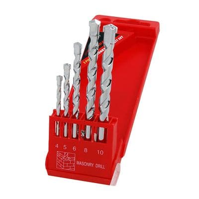 Masonry Drill Bit Set 4-10mm 5pc Brick Concrete Drilling