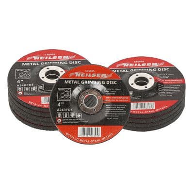 Metal Grinding Discs 100 x 6 x 16mm 10 Pack 80m/s 15200RPM