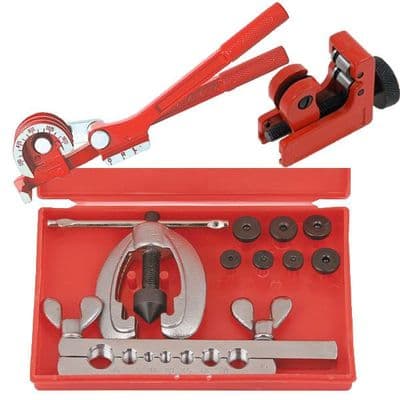 Metric Brake Pipe Flaring Kit Fuel Repair Tool Set With And Bender + Tube Cutter