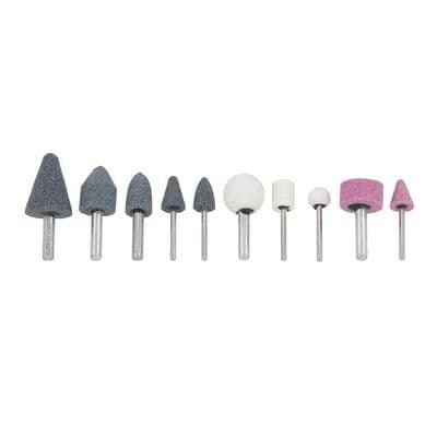 Mounted Stone Set 10pc Aluminium Oxide for Rotary Grinder