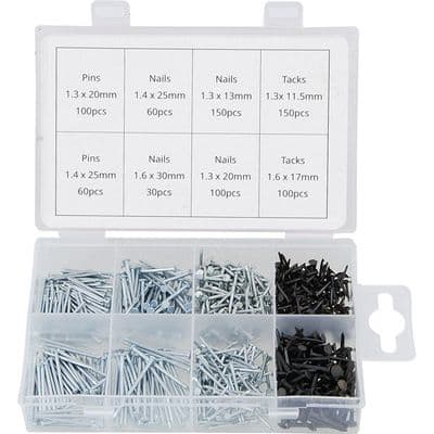Nails Pins & Tacks Assortment Box Mixed Small Fixings