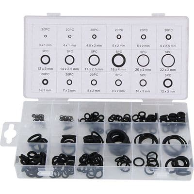O Ring Set 225pc Assorted Black Rubber Seals & Tap Washers