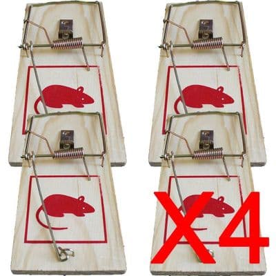Pack of 4 7in Wooden Rat Traps
