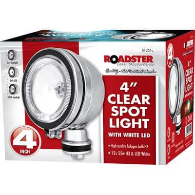 Pair of 4in 12V Halogen Spotlights with LED Angel Eyes