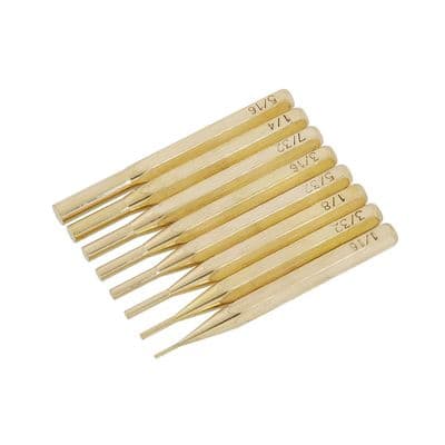Pin Punch Set 8pc Brass 1/16in-5/16in