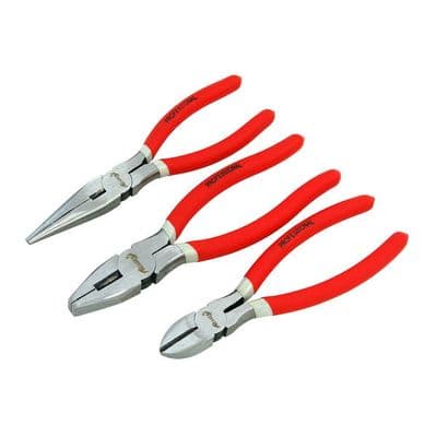 Plier Set 200mm 3pc Combination Long Nose & Side Cutters