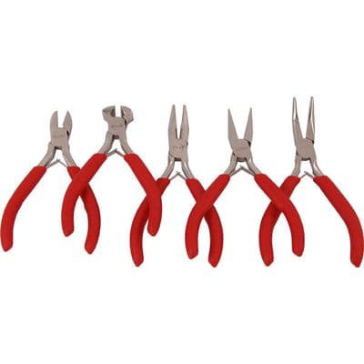 Pliers Set 5pc 115mm Mini Long Nose Bent Nose Cutters