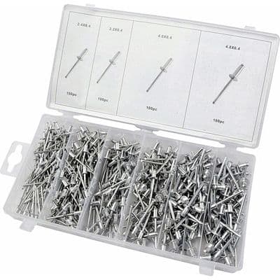 Pop Rivet Assortment 2.4-4.8 x 6.4mm Blind Aluminium 400pc