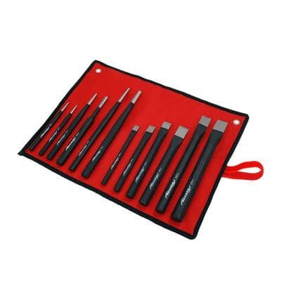 Punch & Chisel Set 12pc Centre Pin Taper Punches & Chisels