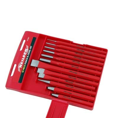 Punch & Chisel Set 12pc CRV Pin & Taper Punches