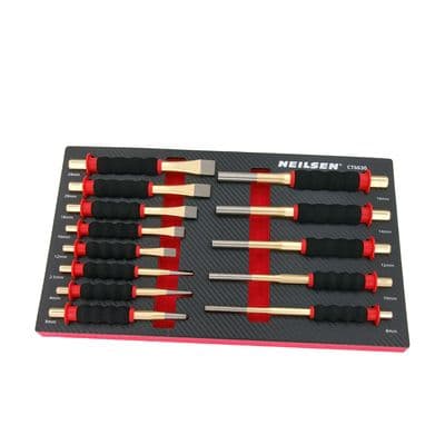 Punch & Chisel Set 13pc CR-V Steel Soft Grip Handles