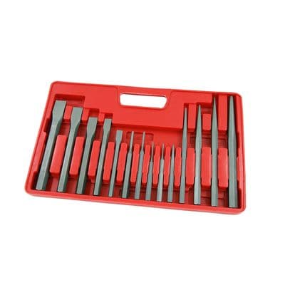 Punch & Chisel Set 14pc Pin Taper Cold Chisels Centre Punch