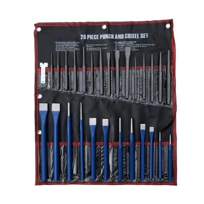 Punch & Chisel Set 28pc Cold Chisels Pin & Centre Punches