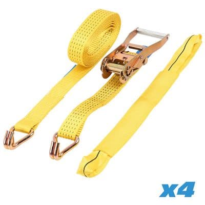 Ratchet Strap Set 8pc 4m Tie Down & Round Slings 2.5T