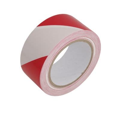 Red & White Adhesive Hazard Warning Floor Tape 50mm X 50 Metre